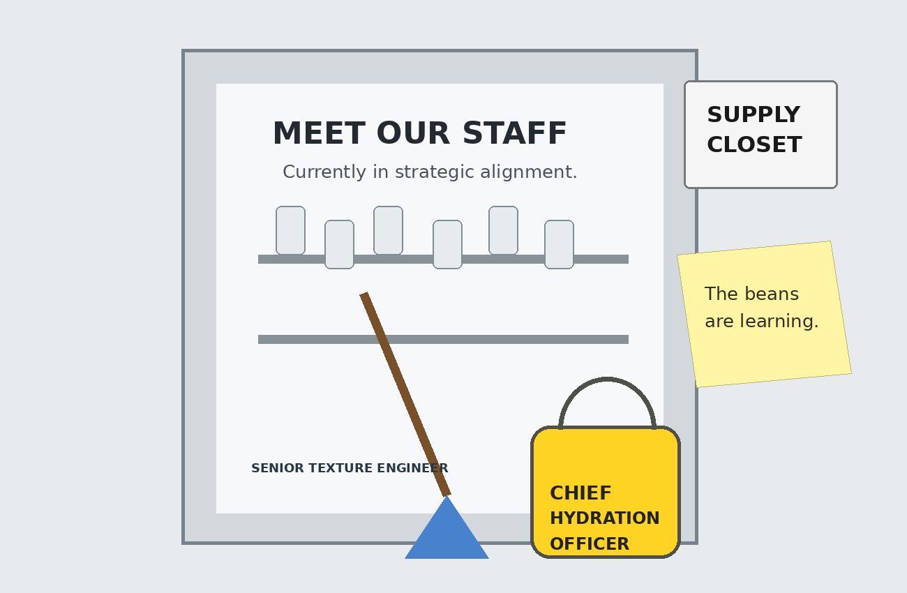 Supply closet with mop and bucket staff